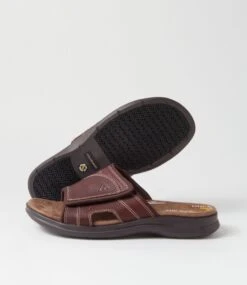 Iver Dark Brown Tumble Leather Slides -Lynx Shoes Shop CF12061E25DL 6