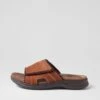 Iver Dark Tan Tumble Leather Slides -Lynx Shoes Shop CF12061T30DL 2