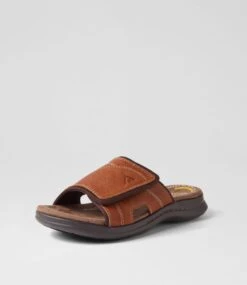 Iver Dark Tan Tumble Leather Slides -Lynx Shoes Shop CF12061T30DL 3