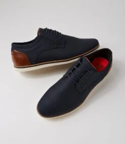 Hugh Navy Canvas Lace Up Flats -Lynx Shoes Shop CF12070DBYCA 6