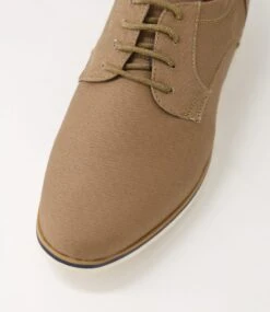 Hugh Taupe Canvas Lace Up Flats -Lynx Shoes Shop CF12070NGVCA 5