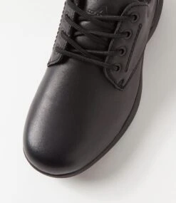 Renegade Snr E Lace Ws Black Leather Lace Up Flats -Lynx Shoes Shop CF12100BLALE 5