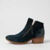 Zalen Teal Suede Patent Ankle Boots -Lynx Shoes Shop DF10764DFJIM 2
