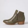 Zalen Olive Leather Ankle Boots -Lynx Shoes Shop DF10764H81LE 2