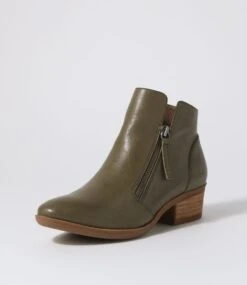 Zalen Olive Leather Ankle Boots -Lynx Shoes Shop DF10764H81LE 3