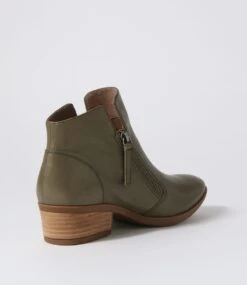 Zalen Olive Leather Ankle Boots -Lynx Shoes Shop DF10764H81LE 4