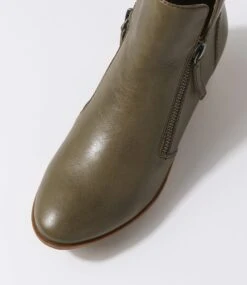 Zalen Olive Leather Ankle Boots -Lynx Shoes Shop DF10764H81LE 5