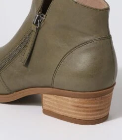 Zalen Olive Leather Ankle Boots -Lynx Shoes Shop DF10764H81LE 6