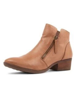 Zalen Dark Tan Leather Ankle Boots -Lynx Shoes Shop DF10764T30LE 2