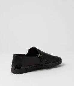 Ashli Black Leather Patent Flat Shoes -Lynx Shoes Shop DF11166B75GU 4