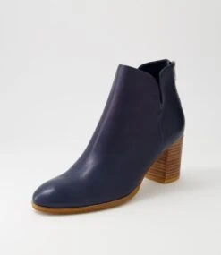 Deitha Deep Blue Natural Leather Ankle Boots -Lynx Shoes Shop DF11191JRALE 3