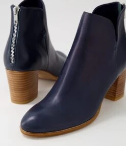 Deitha Deep Blue Natural Leather Ankle Boots -Lynx Shoes Shop DF11191JRALE 6