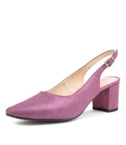 Lucine Fuchsia Metallic Suede Heels -Lynx Shoes Shop DF11239P23SU 2
