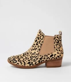 Zenna Beige Leopard Pony Chelsea Boots