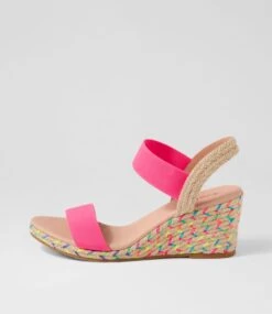 Jeppattie Neon Pink Rainbow Rope Elastic Espadrilles
