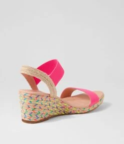 Jeppattie Neon Pink Rainbow Rope Elastic Espadrilles -Lynx Shoes Shop DF11385QCY29 4