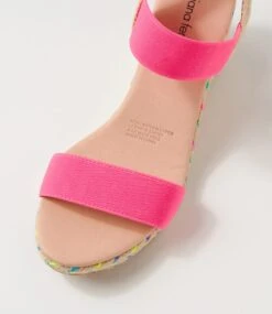 Jeppattie Neon Pink Rainbow Rope Elastic Espadrilles -Lynx Shoes Shop DF11385QCY29 5