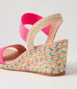 Jeppattie Neon Pink Rainbow Rope Elastic Espadrilles -Lynx Shoes Shop DF11385QCY29 6