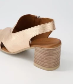 Wondir Rose Gold Leather Sandals -Lynx Shoes Shop DF11476M63LE 6