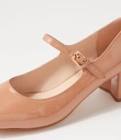 Cartia Dark Nude Patent Leather Mary Jane Heels -Lynx Shoes Shop DF11634NJDPL 6
