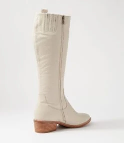 Giddy Oatmilk Leather Knee High Boots -Lynx Shoes Shop DF11662KOALE 4