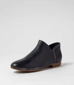 Ochand Navy Blue Leather Snake Ankle Boots -Lynx Shoes Shop DF11670DBZJL 3