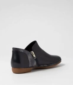 Ochand Navy Blue Leather Snake Ankle Boots -Lynx Shoes Shop DF11670DBZJL 4