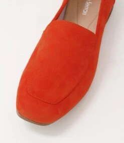 Temimie Orange Suede Flat Shoes -Lynx Shoes Shop DF11687ORASU 5