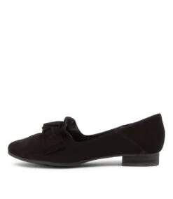 Tarry Black Suede Flat Shoes