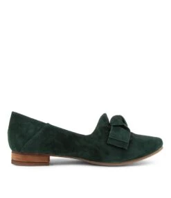Tarry Deep Green Suede Flat Shoes -Lynx Shoes Shop DF11688HDHSU 5