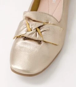 Tarry Champagne Leather Flat Shoes -Lynx Shoes Shop DF11688N74LE 5