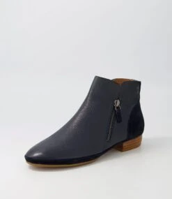 Ronele Navy Leather Suede Ankle Boots -Lynx Shoes Shop DF11787DBY89 3