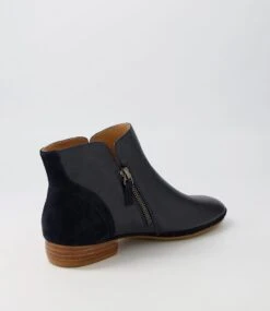 Ronele Navy Leather Suede Ankle Boots -Lynx Shoes Shop DF11787DBY89 4