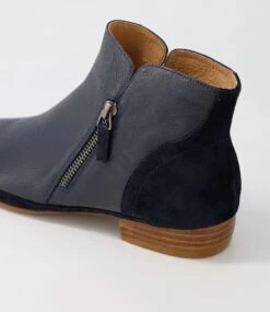 Ronele Navy Leather Suede Ankle Boots -Lynx Shoes Shop DF11787DBY89 6