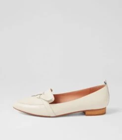 Delisa Cream Leather Loafers