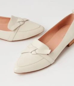 Delisa Cream Leather Loafers -Lynx Shoes Shop DF11892W18LE 6