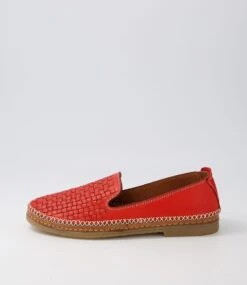Behdy Red Leather Loafers
