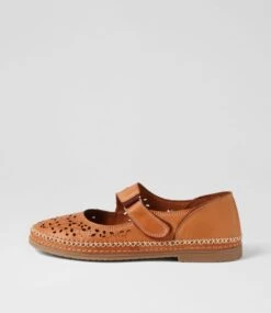 Bicks Tan Leather Flat Shoes