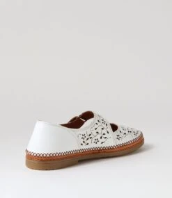 Bicks White Tan Leather Flat Shoes 9 Bicks White Tan Leather Flat Shoes -Lynx Shoes Shop DF12078W99LE 4