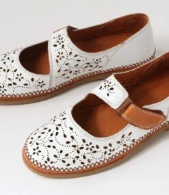 Bicks White Tan Leather Flat Shoes 11 Bicks White Tan Leather Flat Shoes -Lynx Shoes Shop DF12078W99LE 6