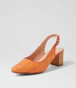 Lexstar Orange Woven Leather Heels 8 Lexstar Orange Woven Leather Heels -Lynx Shoes Shop DF12116ORA4N 3