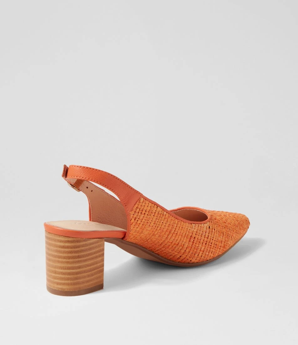 Lexstar Orange Woven Leather Heels 5 Lexstar Orange Woven Leather Heels - Image 3