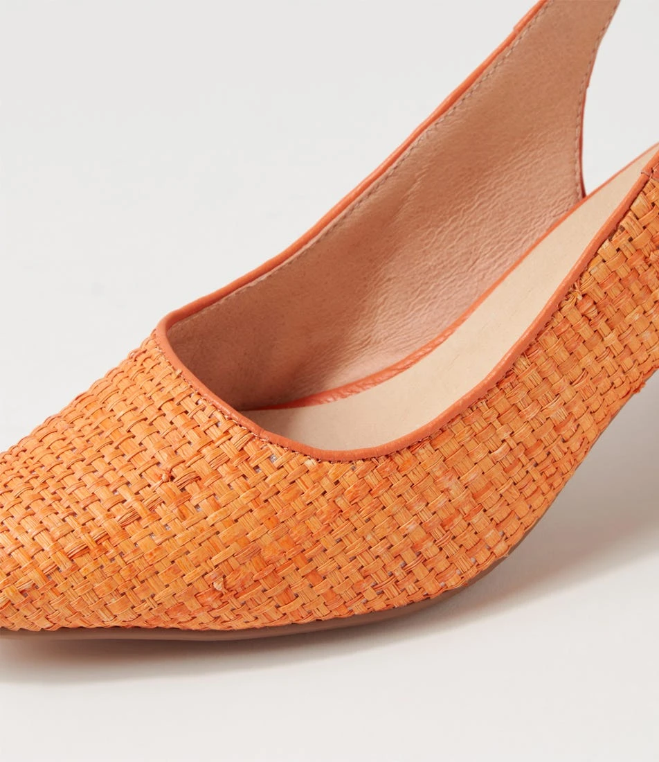 Lexstar Orange Woven Leather Heels 7 Lexstar Orange Woven Leather Heels - Image 5