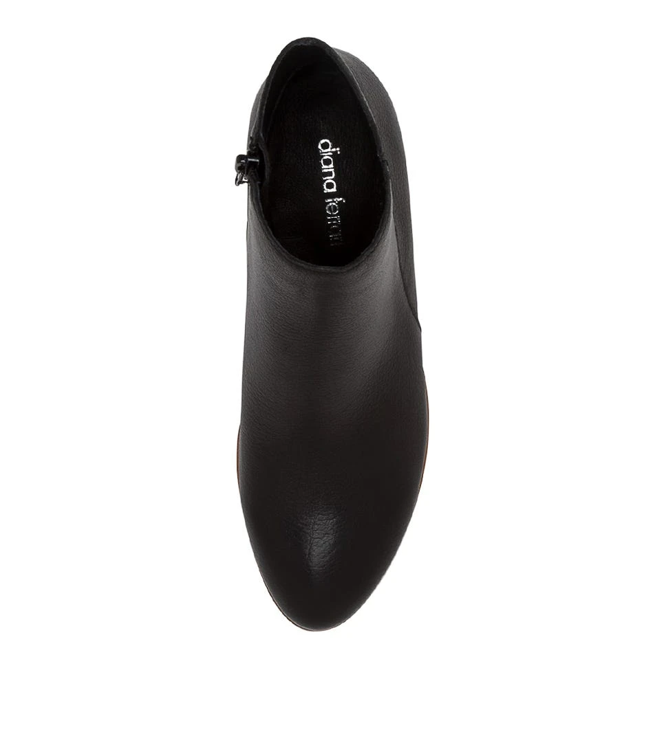 Diarna Black Leather Ankle Boots Natural Heel 7 Diarna Black Leather Ankle Boots Natural Heel - Image 5