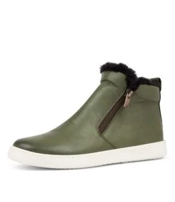 Manara Dark Olive Leather Ankle Boots Ws 8 Manara Dark Olive Leather Ankle Boots Ws -Lynx Shoes Shop DF12130HSCLE 2