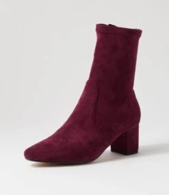 Linta Mulberry Stretch Microsuede Ankle Boots -Lynx Shoes Shop DF12211I02FT 3