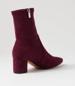 Linta Mulberry Stretch Microsuede Ankle Boots -Lynx Shoes Shop DF12211I02FT 4