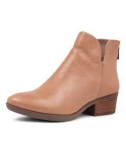 Zhara Dark Tan Leather Ankle Boots -Lynx Shoes Shop DF12231TAOLE 2