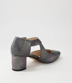 Latisha Pewter Brushed Leather Heels -Lynx Shoes Shop DF12317M3906 4