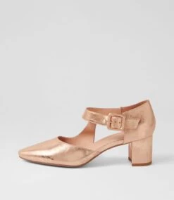 Latisha Rose Gold Brushed Leather Heels